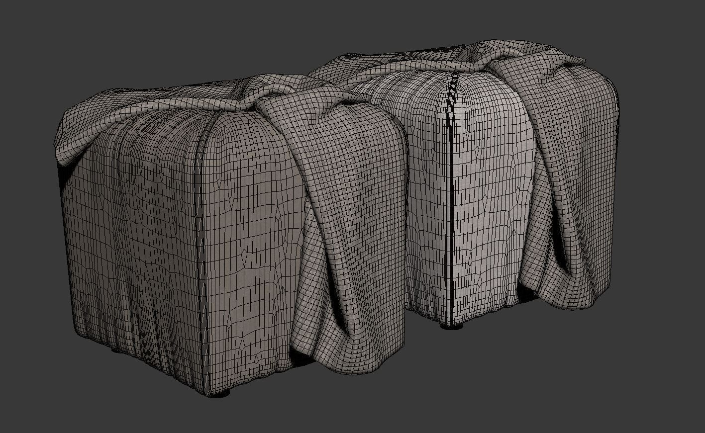 Quane Tufted Square Cube Ottoman 3D model_7