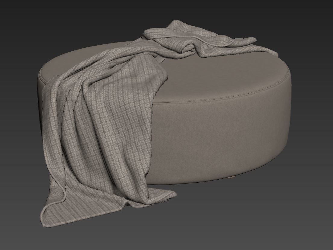 Round Drum large Ottoman 3D model_4