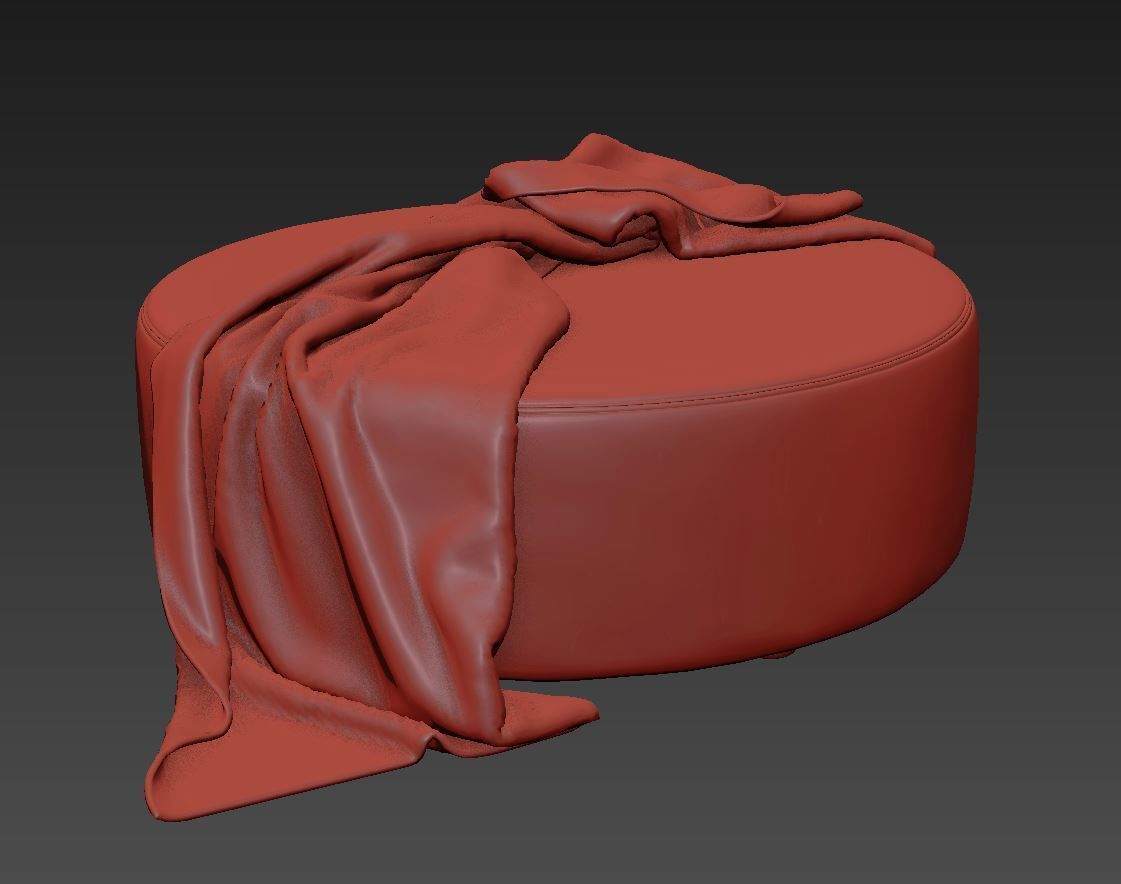 Round Drum large Ottoman 3D model_6