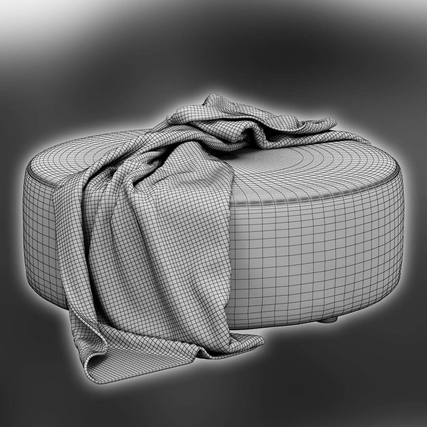 Round Drum large Ottoman 3D model_2