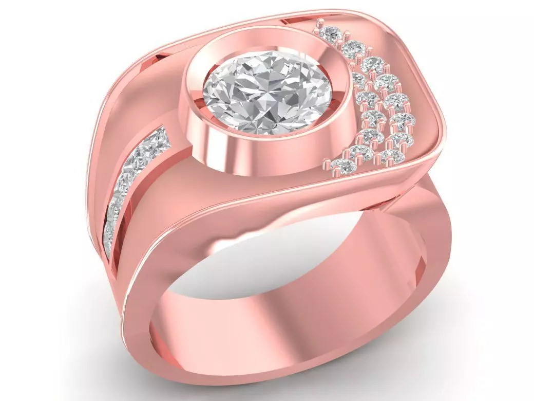 Modern Wide Band Diamond Wave Ring for Women 2823 3D print model