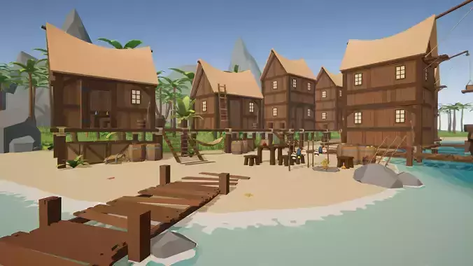 Low Poly Tropical Island - 3D Asset Low-poly 3D model