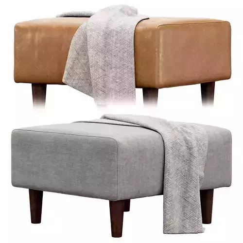 Leather Ottoman by Rivet 3D model