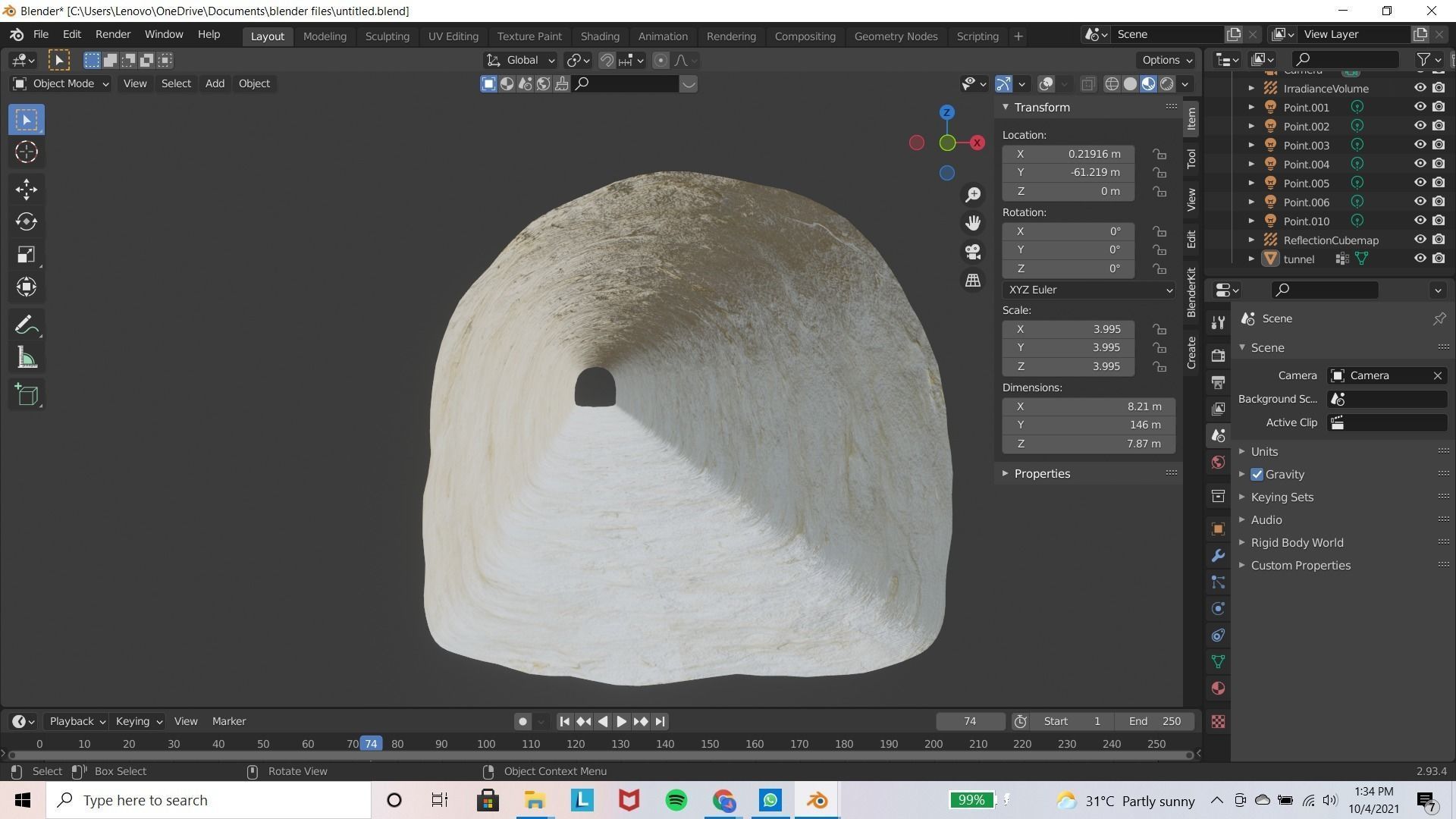 tunnel computer screen showing 3D model_1