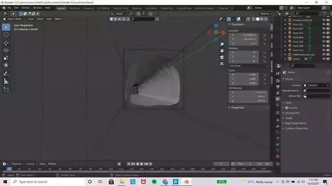 tunnel computer screen showing