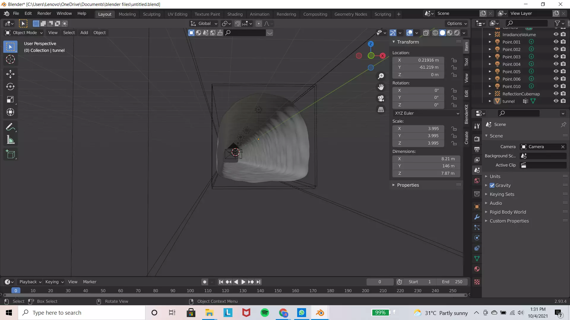 tunnel computer screen showing 3D model_0