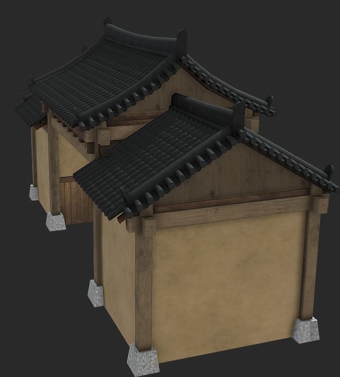 Korean Traditional House Hanok Door Low-poly 3D model_2
