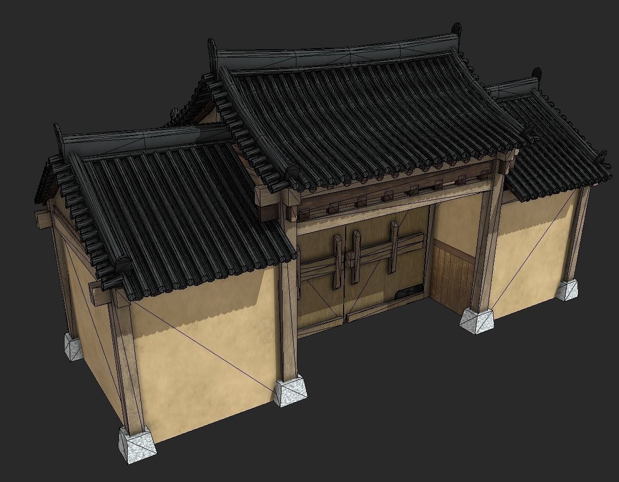 Korean Traditional House Hanok Door Low-poly 3D model_6