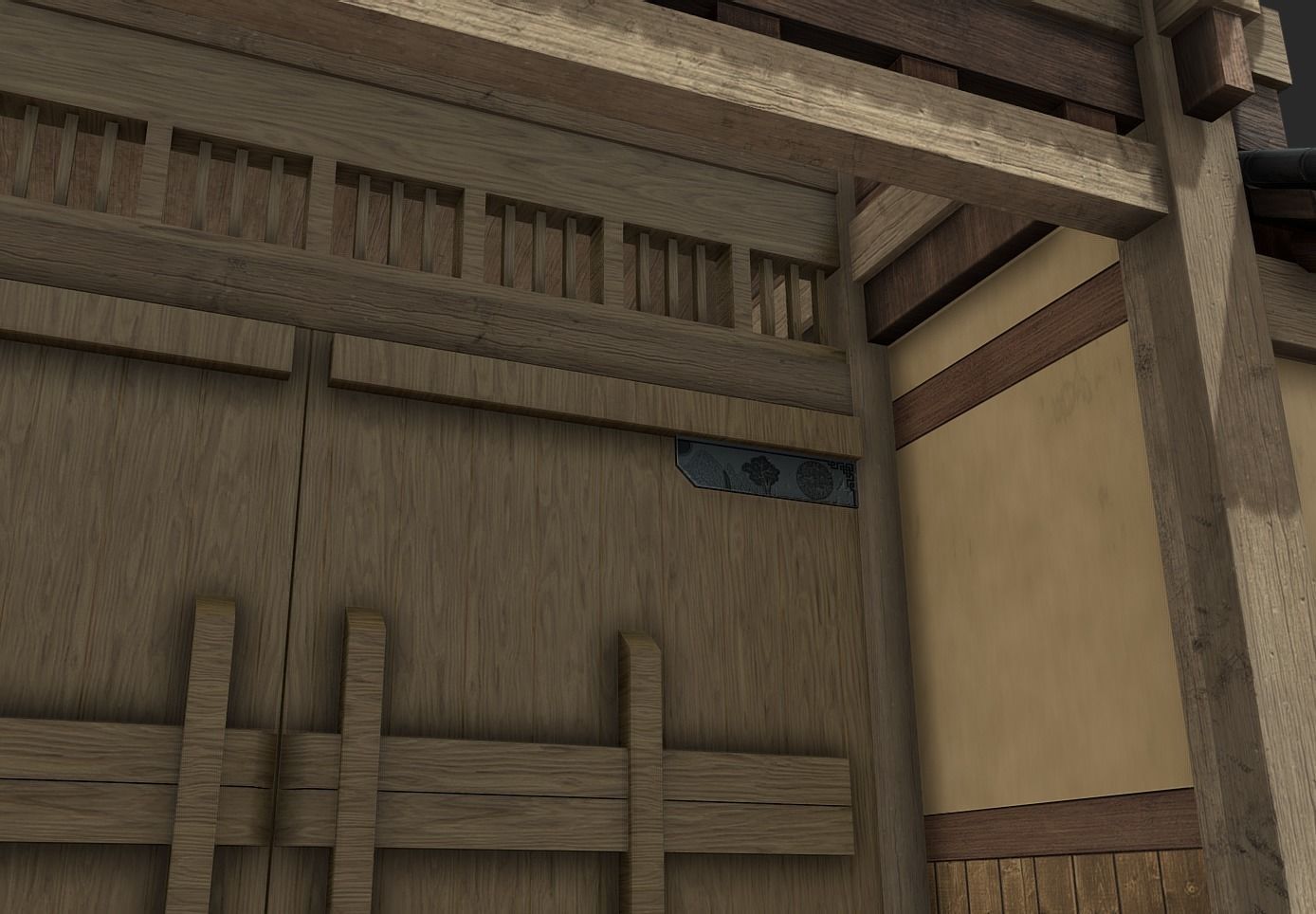Korean Traditional House Hanok Door Low-poly 3D model_3