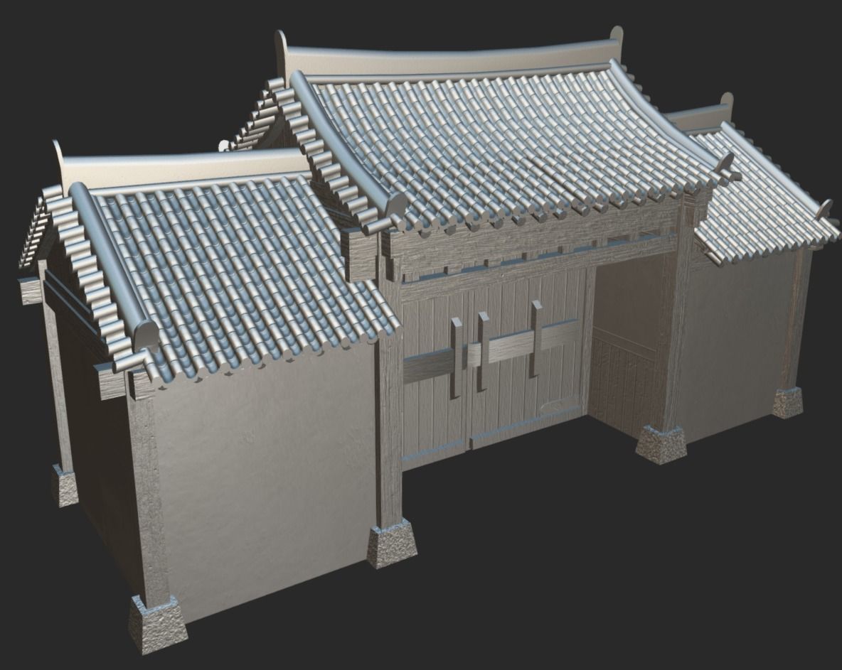 Korean Traditional House Hanok Door Low-poly 3D model_8