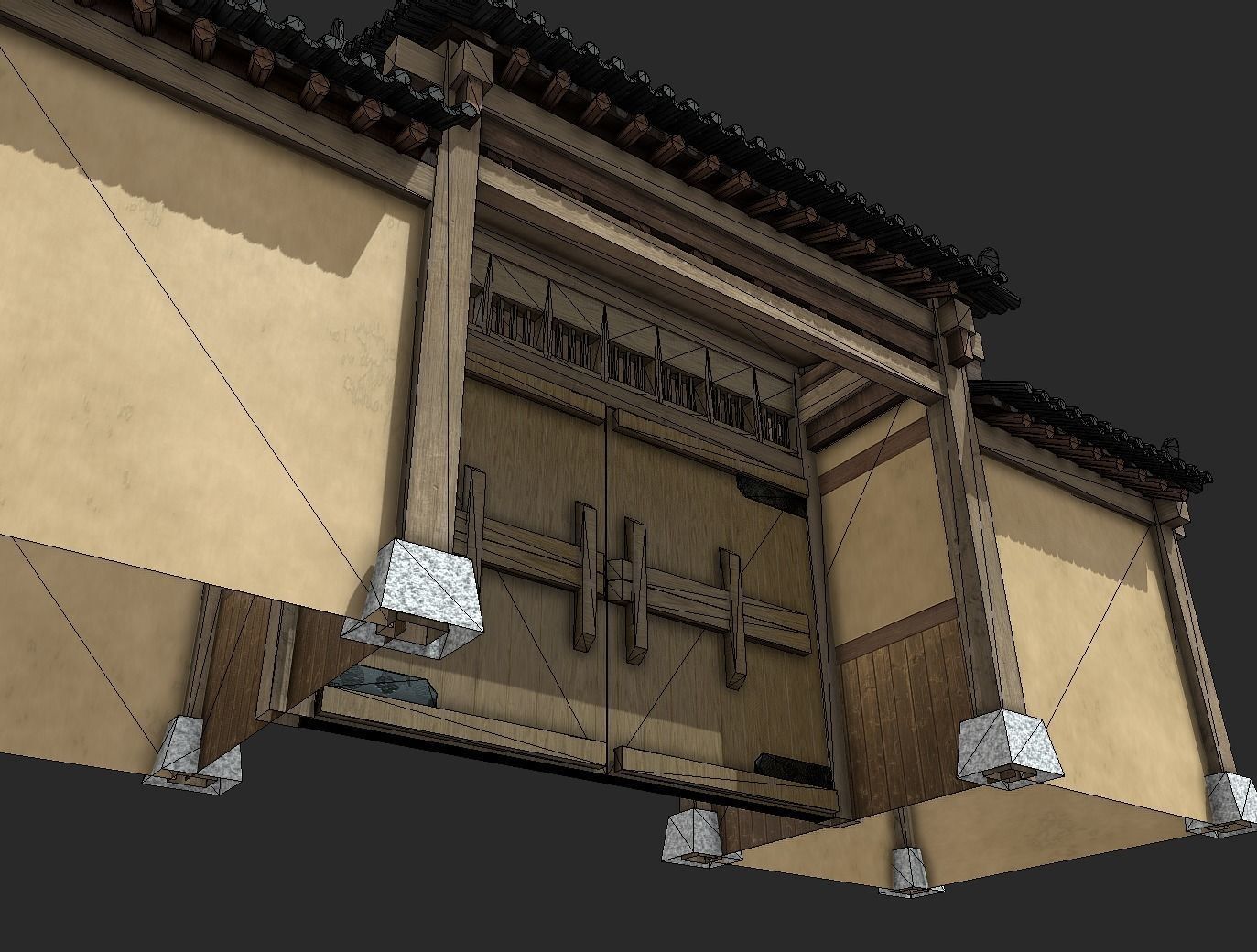 Korean Traditional House Hanok Door Low-poly 3D model_7