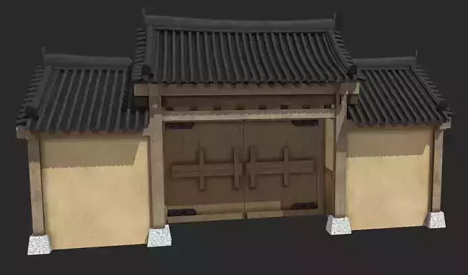 Korean Traditional House Hanok Door Low-poly 3D model