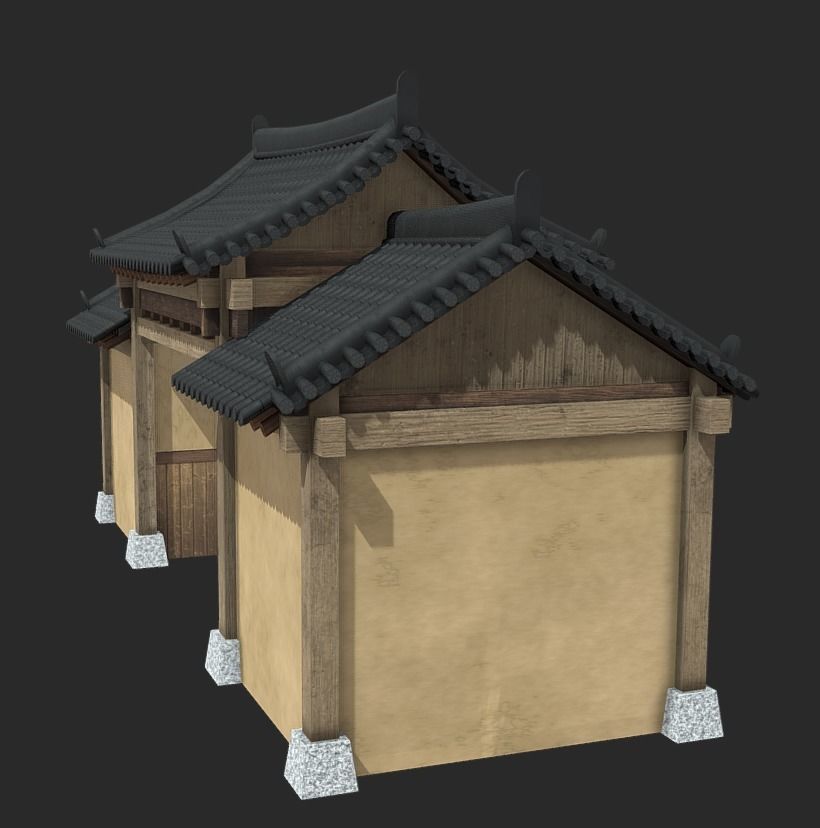 Korean Traditional House Hanok Door Low-poly 3D model_1