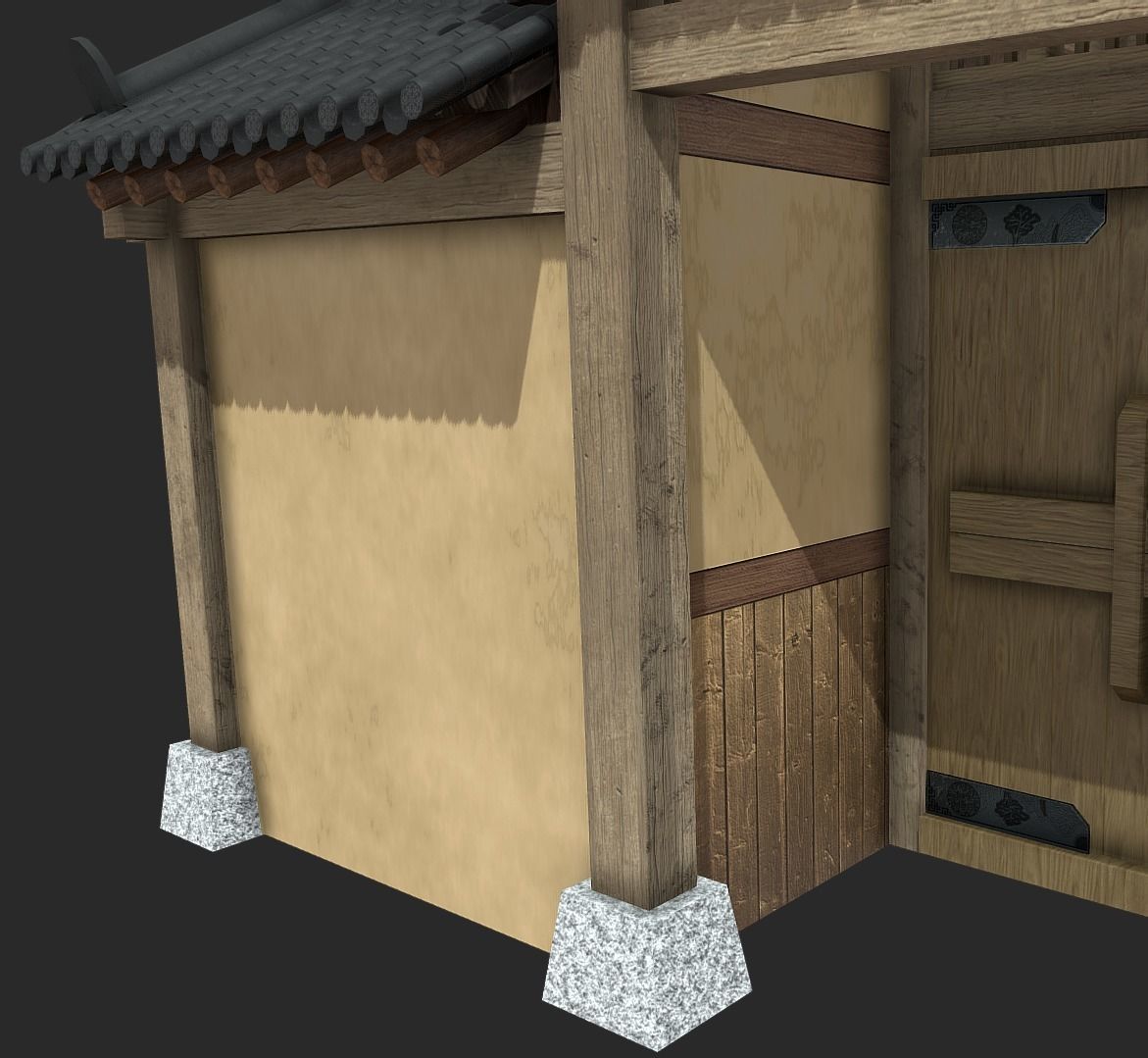 Korean Traditional House Hanok Door Low-poly 3D model_5