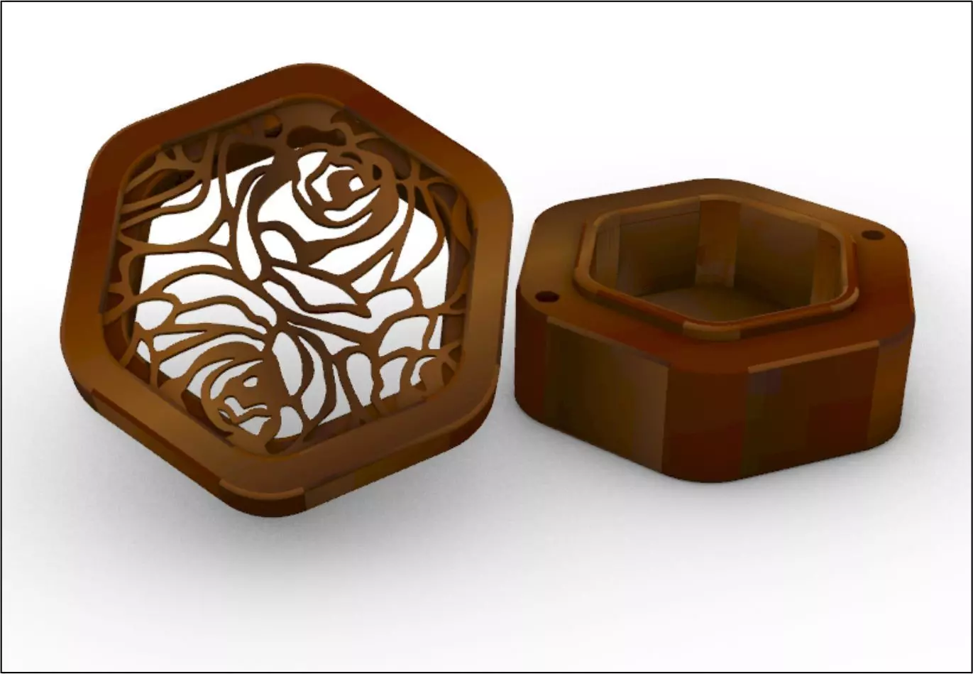 Ring box with two different decor 3D model_0