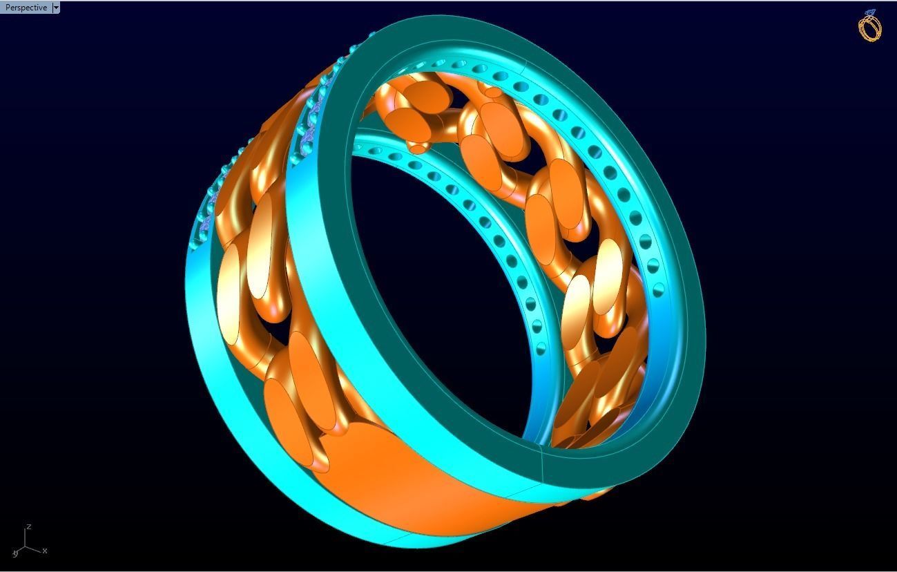 Chain Diamond ring - Miami Cuban ring - N8530 size 6 3D print model_12