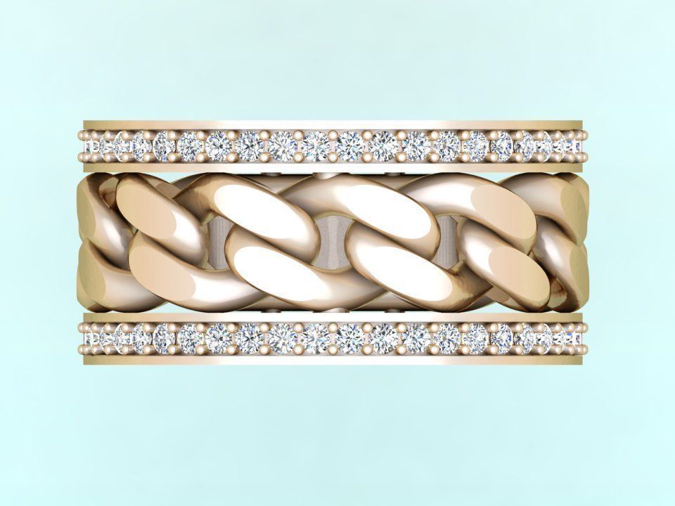 Chain Diamond ring - Miami Cuban ring - N8530 size 6 3D print model_7