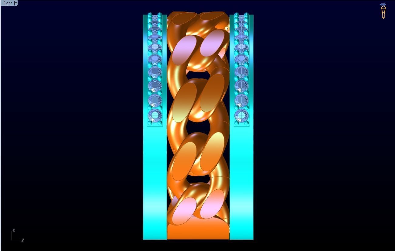 Chain Diamond ring - Miami Cuban ring - N8530 size 6 3D print model_14