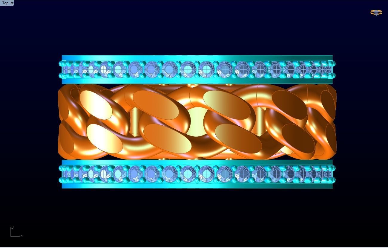 Chain Diamond ring - Miami Cuban ring - N8530 size 6 3D print model_15