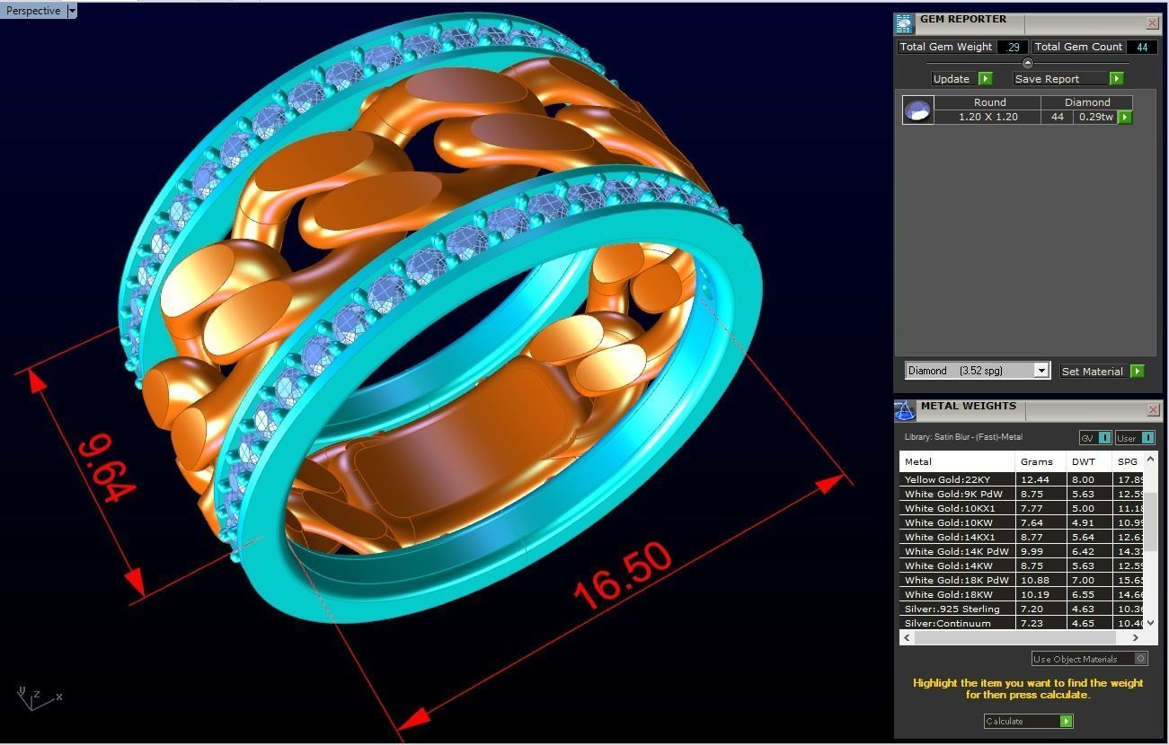 Chain Diamond ring - Miami Cuban ring - N8530 size 6 3D print model_10