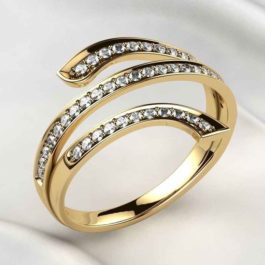 Italy Fashion Gold Ring 3D print model_10