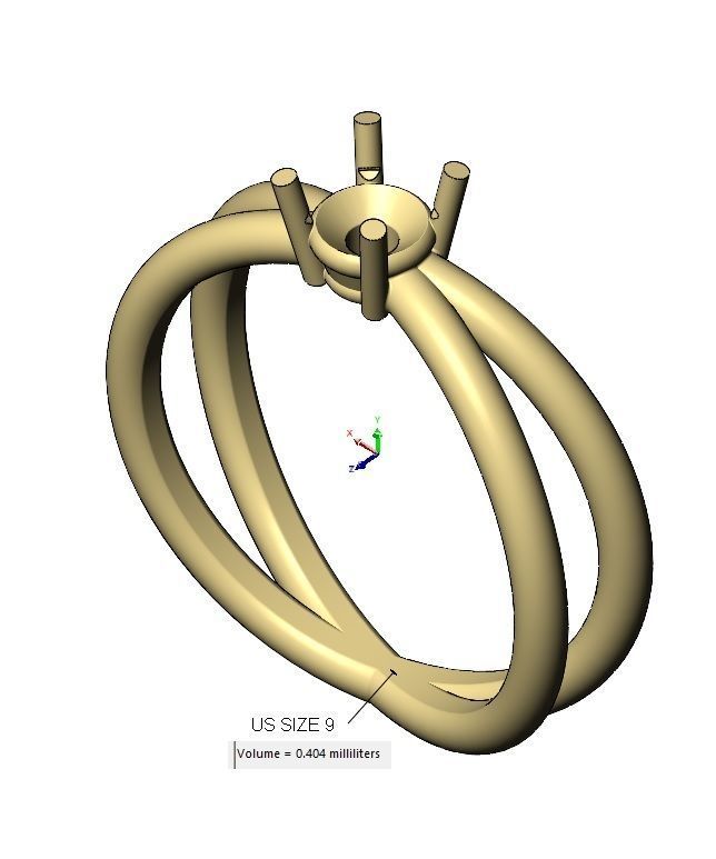 Crossed wire solitaire diamond ring US sizes 5to9 3D print model_11