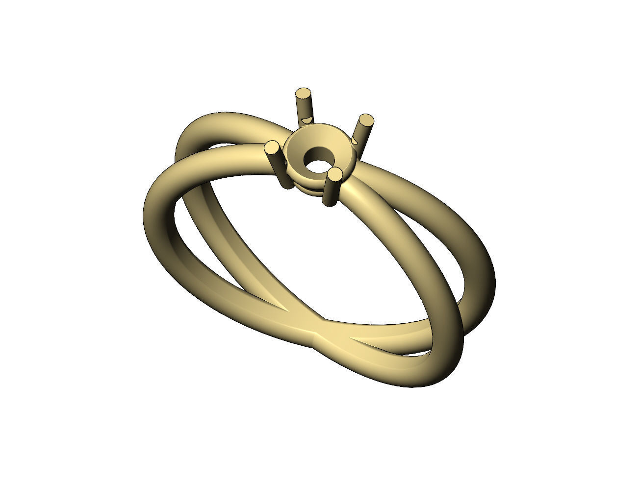 Crossed wire solitaire diamond ring US sizes 5to9 3D print model_8