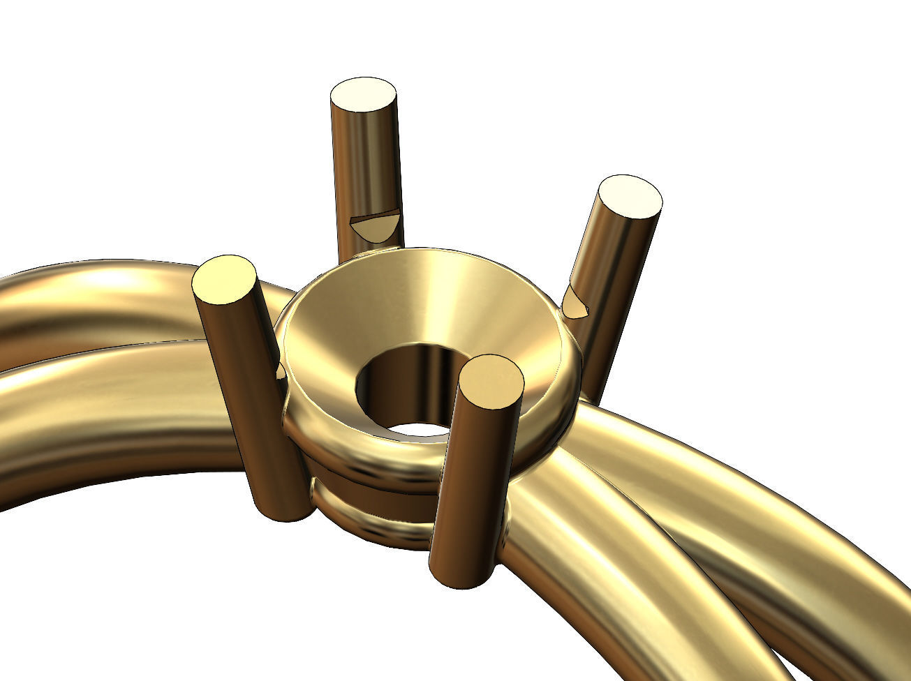 Crossed wire solitaire diamond ring US sizes 5to9 3D print model_6