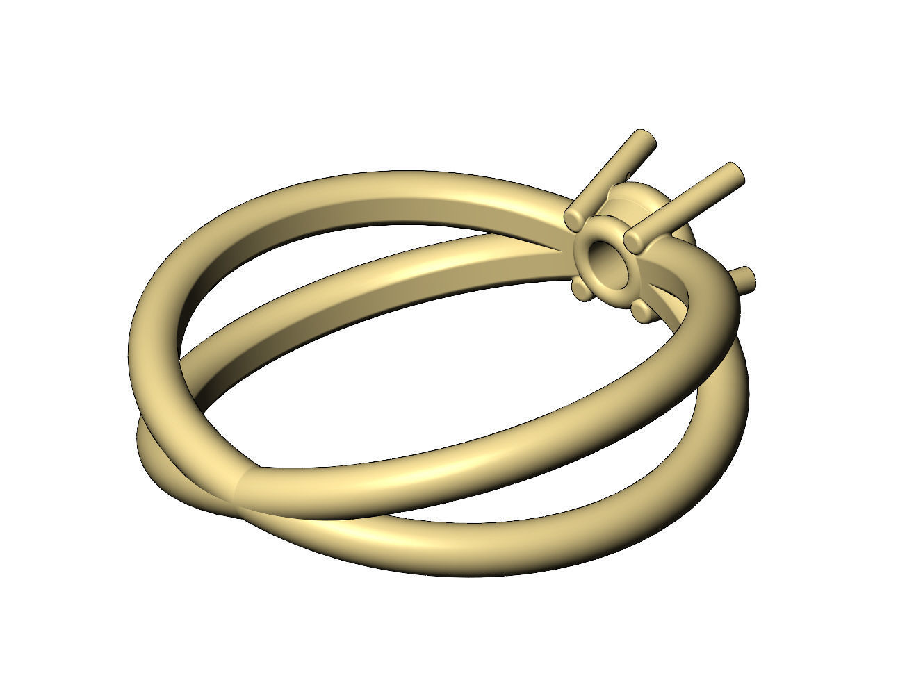 Crossed wire solitaire diamond ring US sizes 5to9 3D print model_9