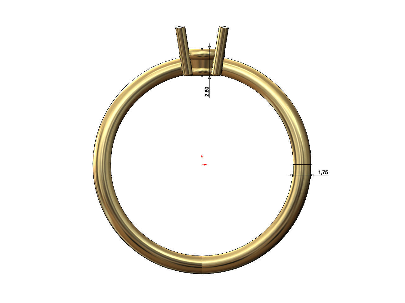 Crossed wire solitaire diamond ring US sizes 5to9 3D print model_7