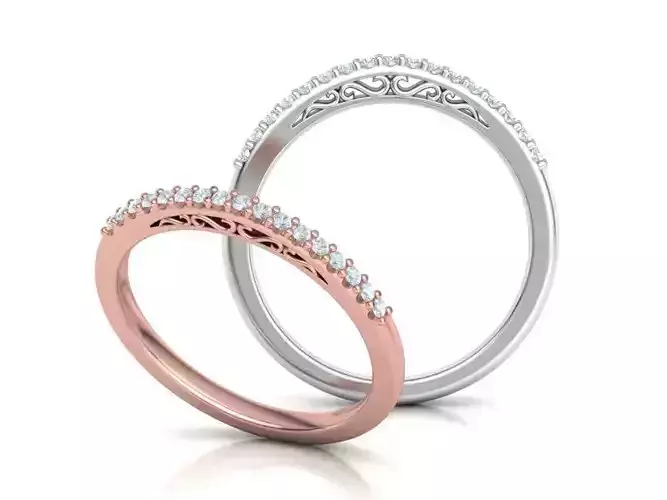 Diamond Wedding Band Ring Match Ring Half Eternity 3dmodel 3D print model