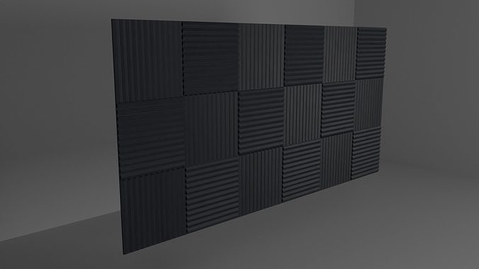 Soundproofing PBR low-poly 3D Model acoustic panels on wall Low-poly 3D model