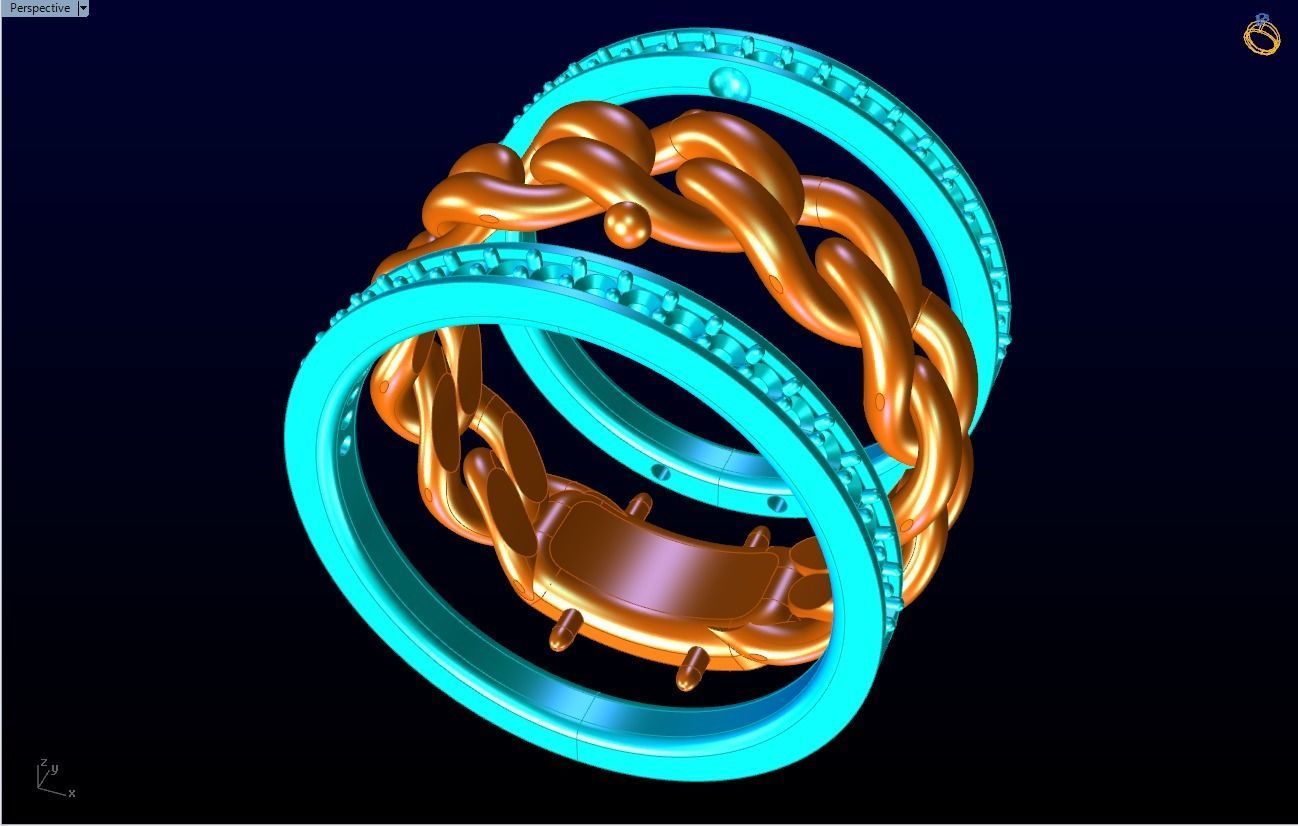 Chain Diamond ring - Miami Cuban ring - N8530A size 6 3D print model_10