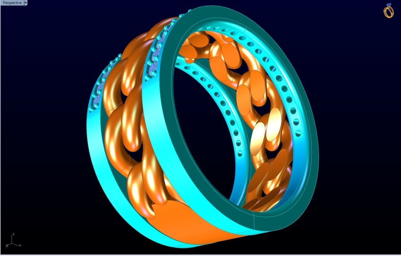 Chain Diamond ring - Miami Cuban ring - N8530A size 6 3D print model_11