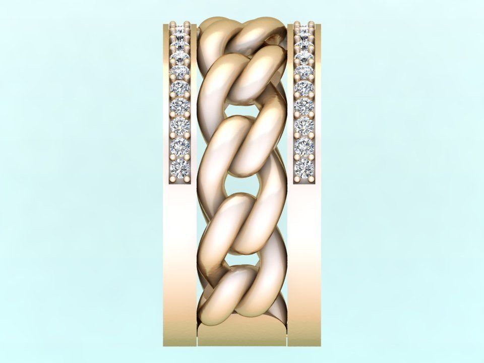 Chain Diamond ring - Miami Cuban ring - N8530A size 6 3D print model_6