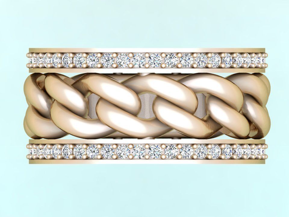 Chain Diamond ring - Miami Cuban ring - N8530A size 6 3D print model_7