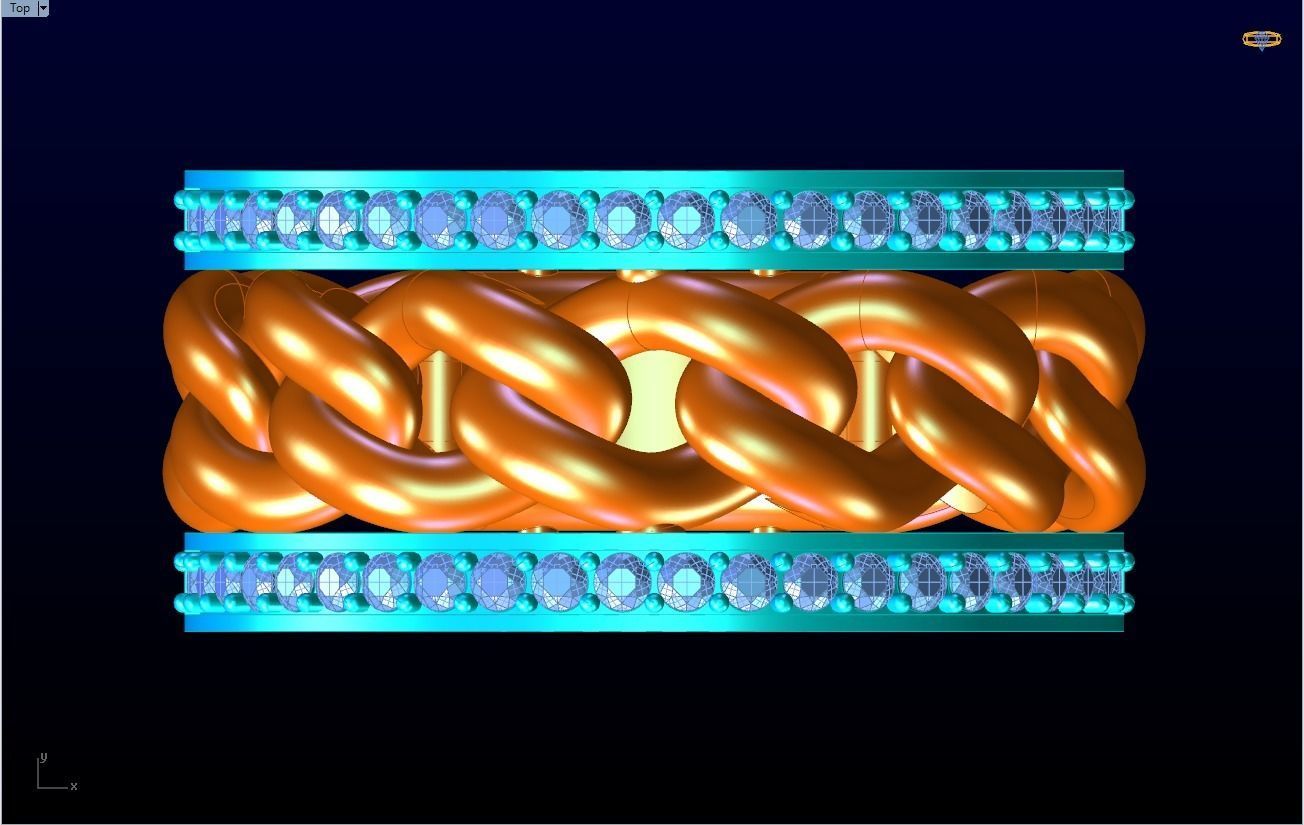 Chain Diamond ring - Miami Cuban ring - N8530A size 6 3D print model_14