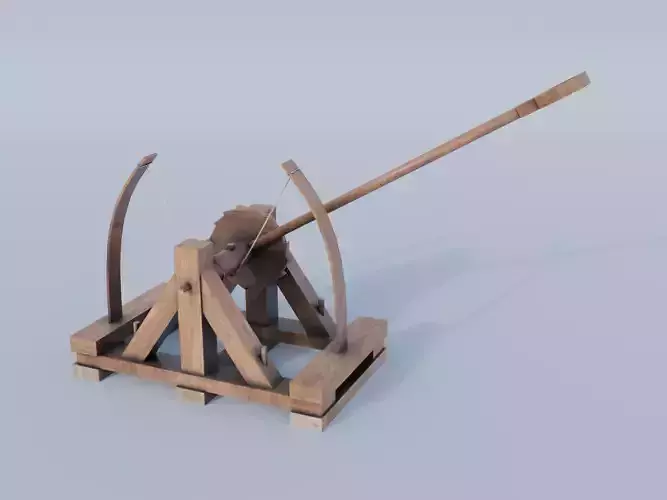 Da Vincis Catapult  Low-poly 3D model