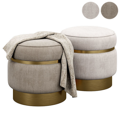Malcolm Fabric Banded Ottoman 3D model