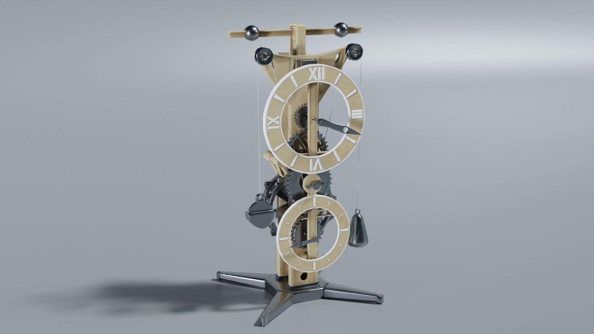DaVinci Clock Low-poly 3D model_3