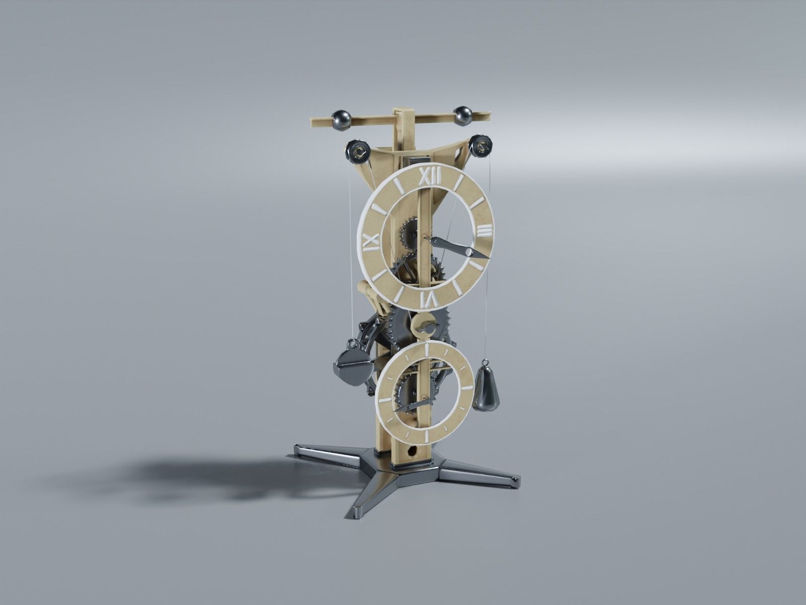 DaVinci Clock Low-poly 3D model_5