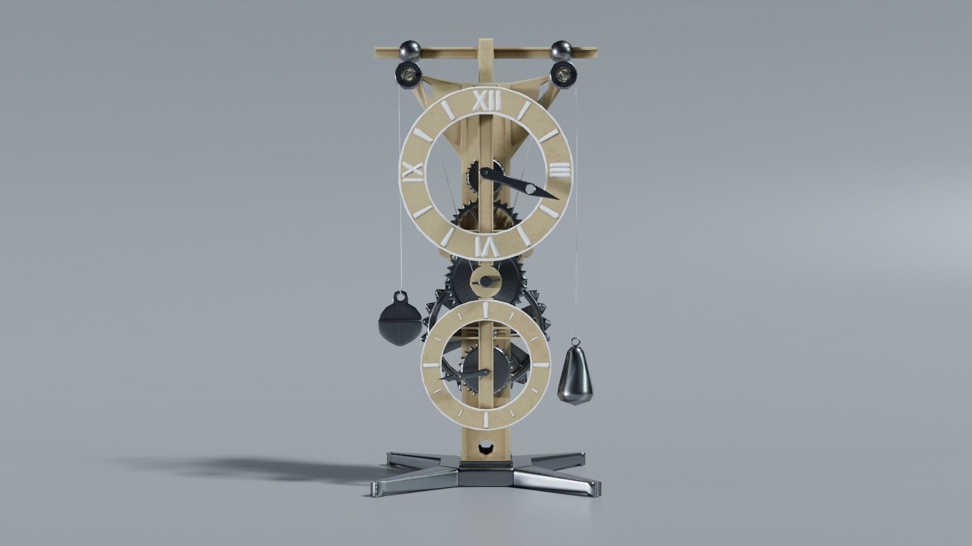 DaVinci Clock Low-poly 3D model_4