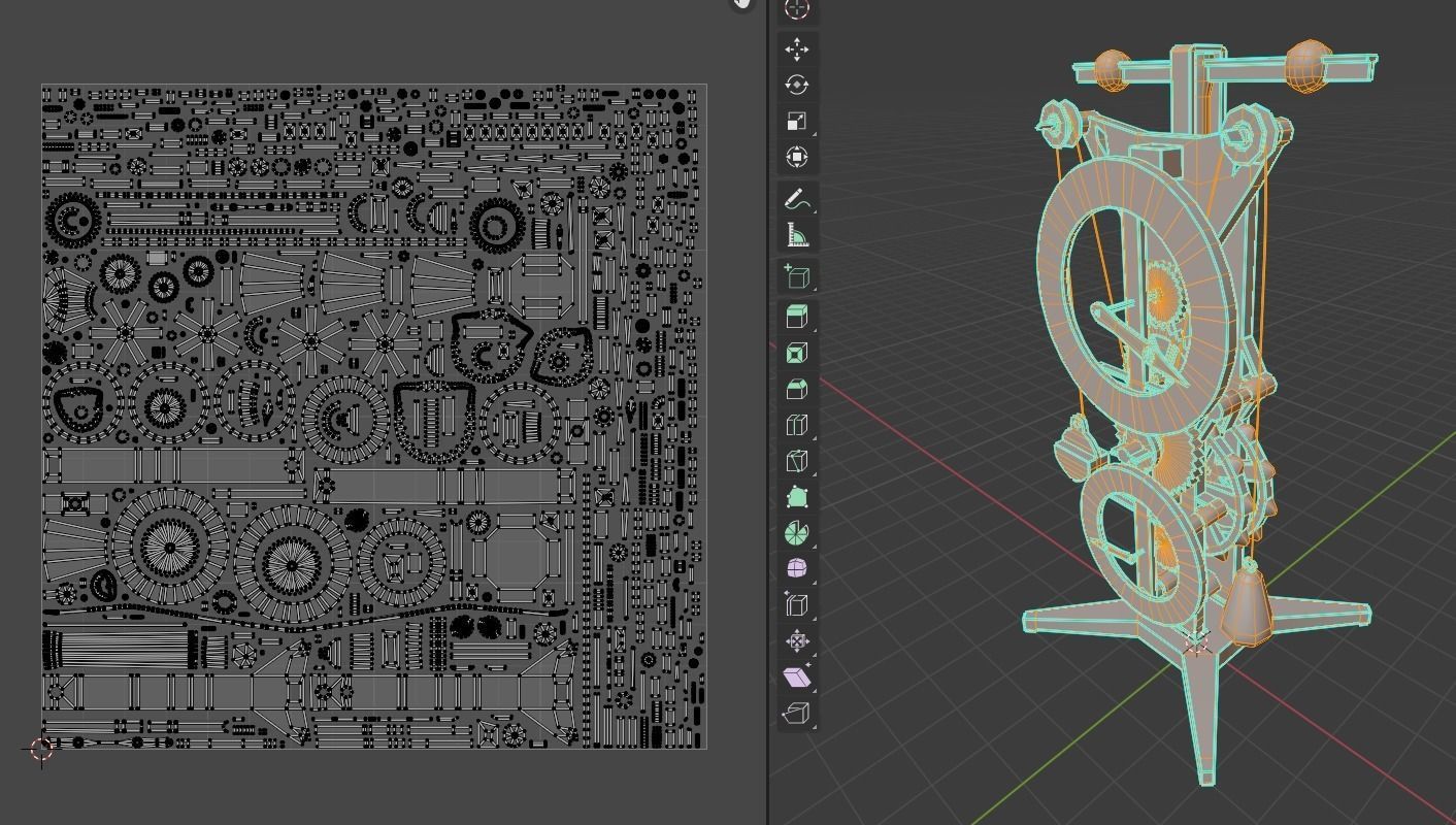 DaVinci Clock Low-poly 3D model_9