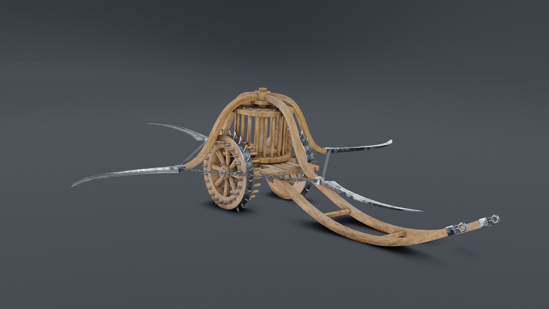 Scythed Charriot - Leonardo da Vinci Low-poly 3D model_9