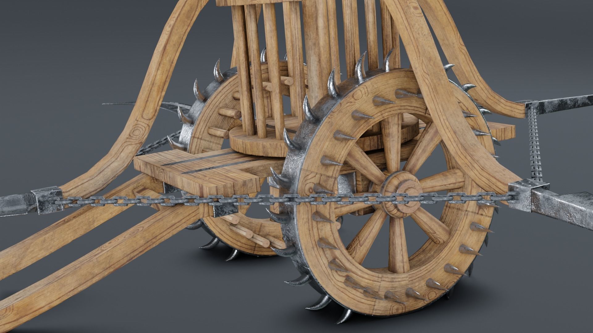 Scythed Charriot - Leonardo da Vinci Low-poly 3D model_7
