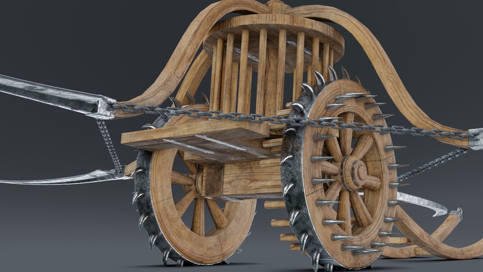 Scythed Charriot - Leonardo da Vinci Low-poly 3D model_5