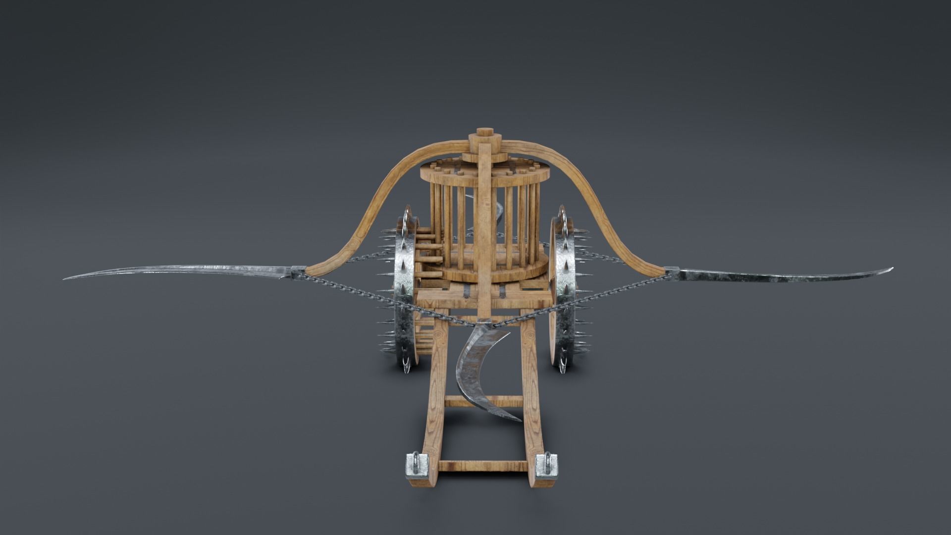 Scythed Charriot - Leonardo da Vinci Low-poly 3D model_8