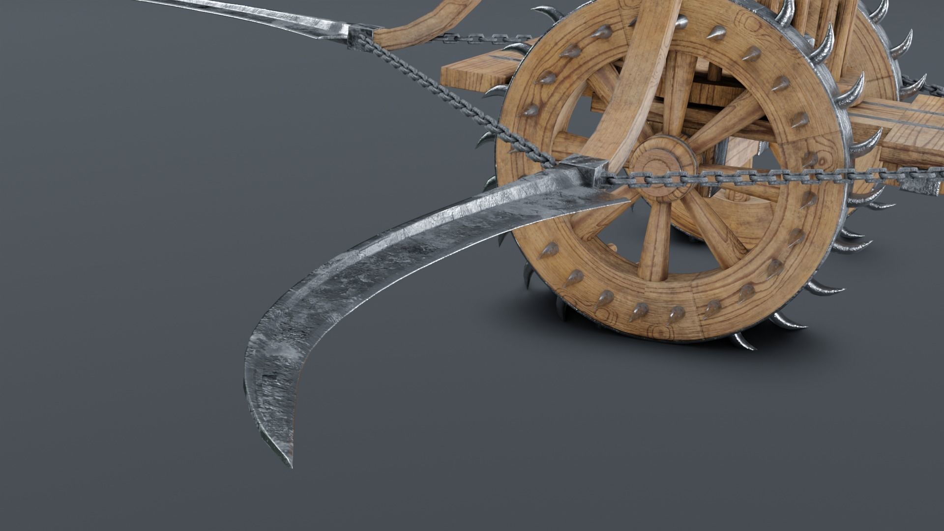 Scythed Charriot - Leonardo da Vinci Low-poly 3D model_10