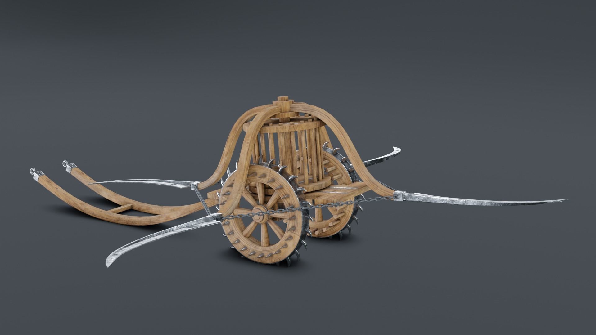 Scythed Charriot - Leonardo da Vinci Low-poly 3D model_4