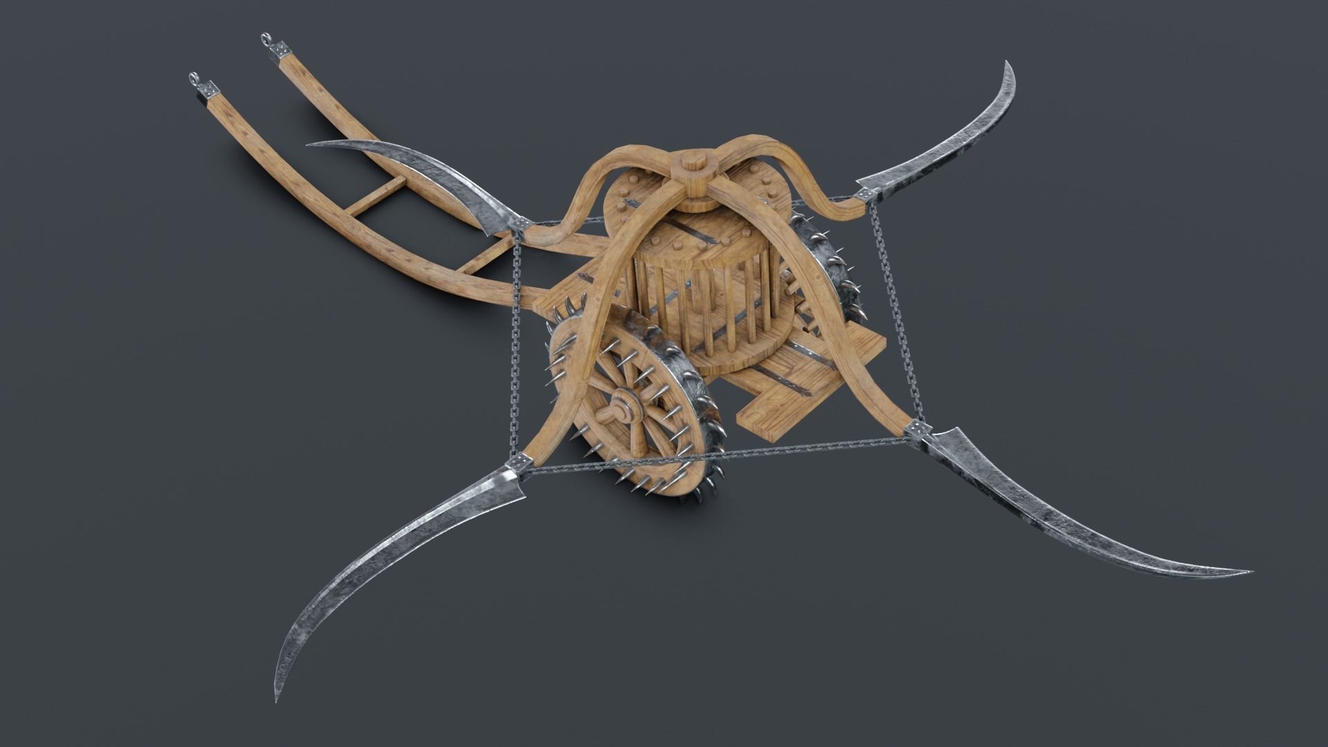 Scythed Charriot - Leonardo da Vinci Low-poly 3D model_12